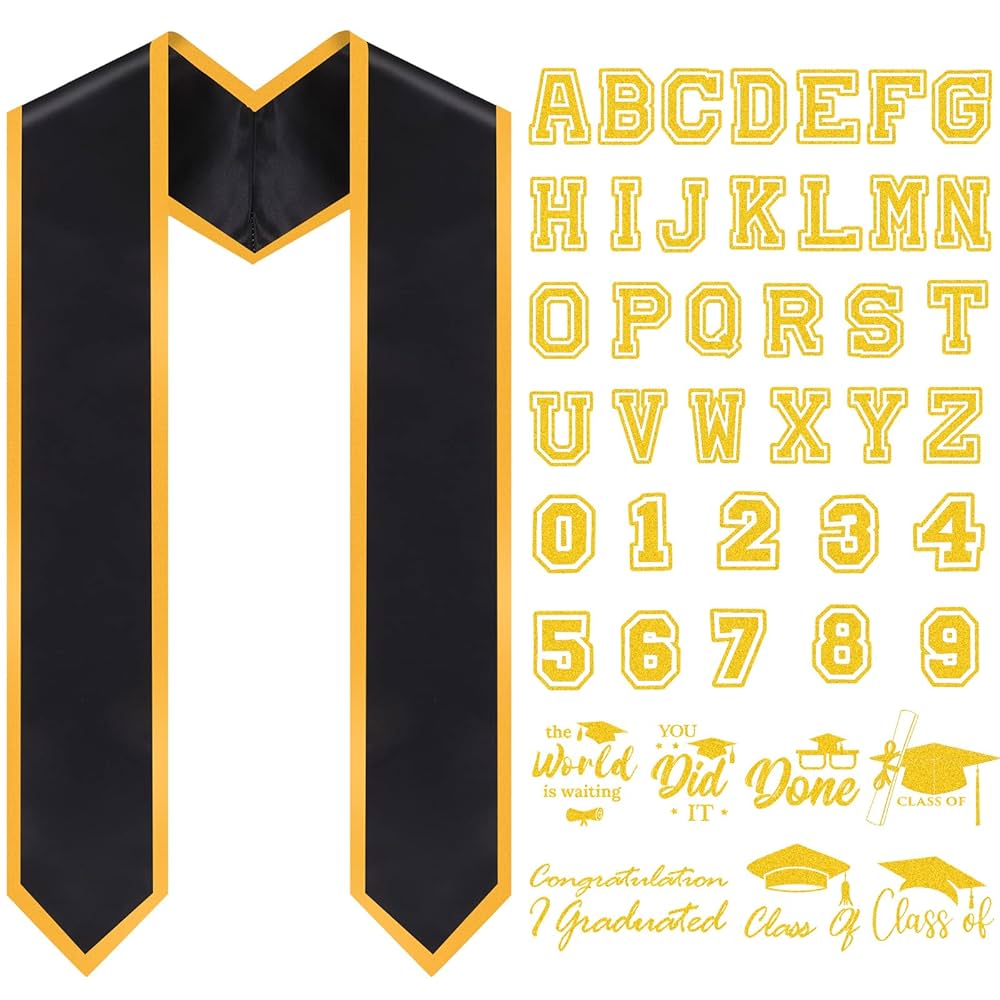 Amazon.com: Unisex Adult Plain Graduation Stole with A to Z